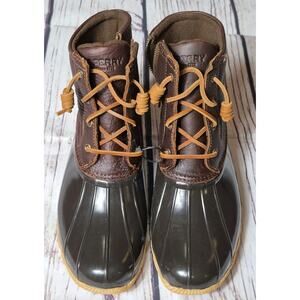 Sperry Saltwater Duck Boot Women's 9 Brown Leather Upper, Rubber Sole Waterproof
